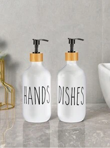2pcs Letter Graphic Lotion Dispenser - White - View 1