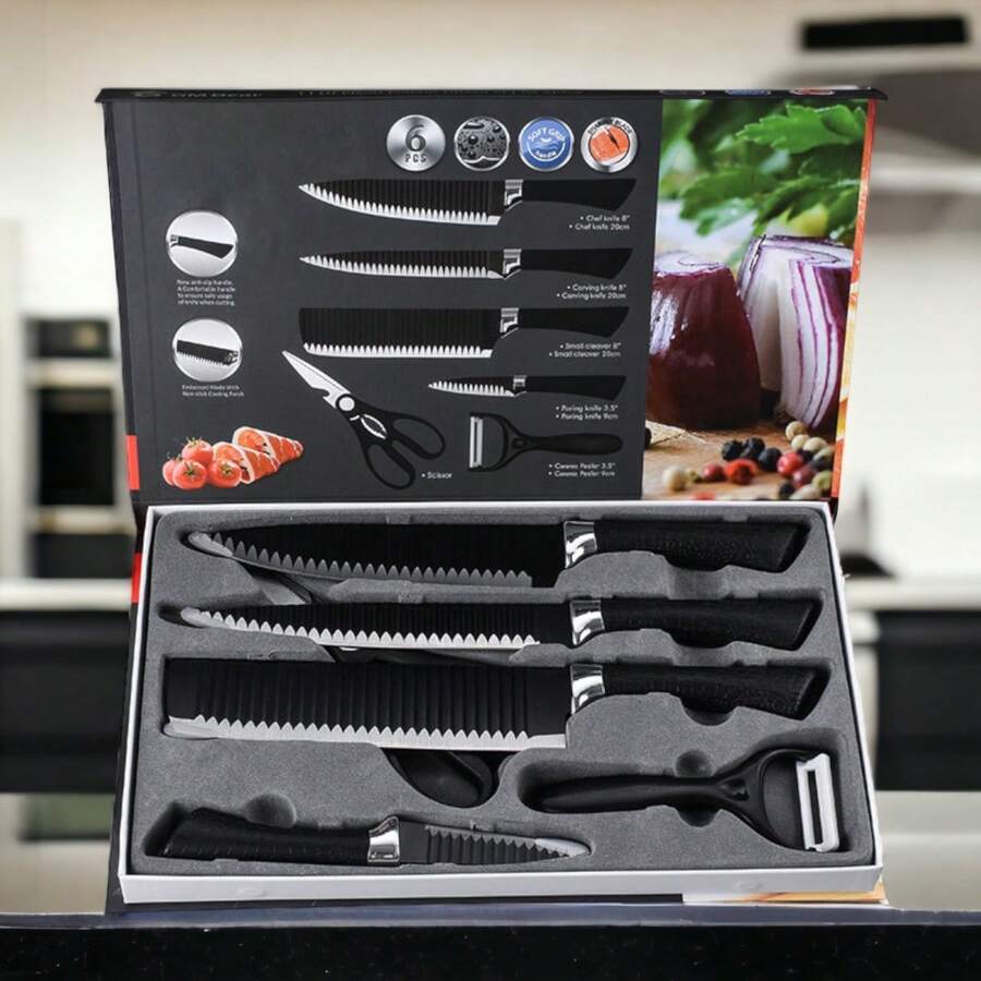 1 Sets Of 6-Piece Knives In Black Colors For Your Kitchen - MATTE BLACK KNIFE - View 1