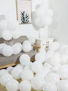 10个/50个10英寸哑光圆形乳胶气球套装，混合颜色：红色/蓝色/绿色/浅绿色/浅蓝色/紫色/粉色/橙色/黄色/海军蓝/黑色/白色/深绿色。创意婚礼/地板装饰/生日及其他节日派对用品。 - 白色 - 查看 1