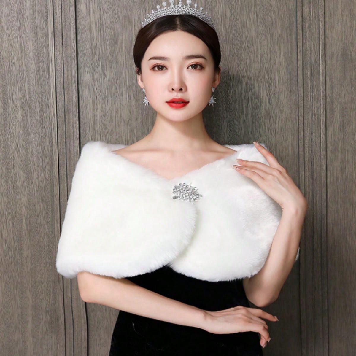 1pc Women's Bridal Wedding Shawl, Warm Cape For Wedding Ceremony, Prom