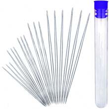 6-18pcs Beading Needles Set, Including Big Eye Needle, Collapsible Eye Needle, Seed Beading Needle, Twisted Needles In 6x Different Sizes. Big Eye Needles And Seed Beading Needles Are Ideal For Stringing Beads, Open Eye Needle, And Collapsible Eye Needle Ideal For String Beads With Clasp. Darning Needle Is Ideal For Repairing Clothes And Other Creative Uses. The Darning Needles Are Available In Three Sizes. The Set Comes With A Needle Bottle(random Cap Color). - Silver - View 1