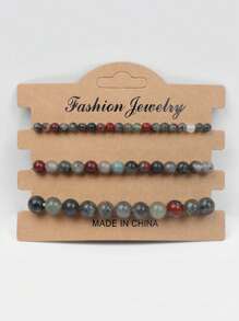 3入組多色天然石珠子手鍊4mm/6mm/8mm,適用於瑜伽、緩解焦慮,可伸縮的能量手環,女性珠寶禮物 - 彩色 - 查看 28