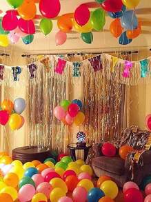 100pcs 10/12 Inches Rainbow Party Balloons Set, Made Of Multi-Color Latex, For Helium Or Air, Children's Birthday Party Decoration Accessories,Christmas - Multicolor - View 6