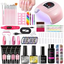 LIMEGIRL UV Gel Manicure Set (Includes UV LED Lamp) Multi-Function Nail Polish Set Multi-Function Gel Nail Set Manicure Tool Set (Includes Base Coat And Top Coat) Nails - Apricot - View 1