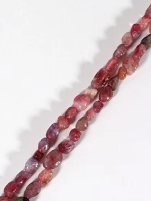 1 串天然碧玺疗愈宝石不对称散石珠适用于珠宝制作 DIY 手链项链耳环抛光石珠工艺品适用于女士男士瑜伽冥想 - 玫紅色 - 查看 5