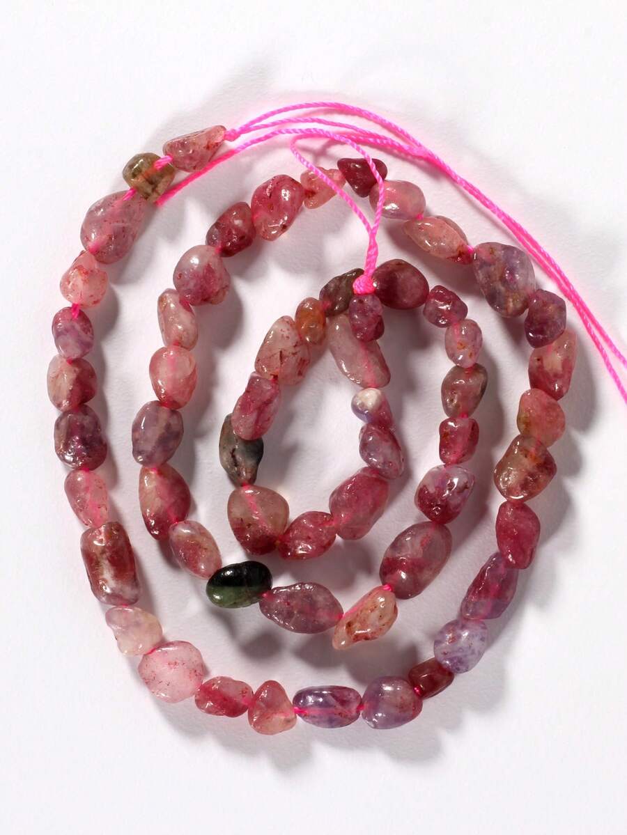 1 串天然碧玺疗愈宝石不对称散石珠适用于珠宝制作 DIY 手链项链耳环抛光石珠工艺品适用于女士男士瑜伽冥想 - 玫紅色 - 查看 1