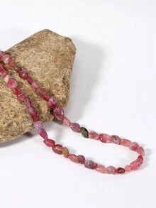 1 串天然碧玺疗愈宝石不对称散石珠适用于珠宝制作 DIY 手链项链耳环抛光石珠工艺品适用于女士男士瑜伽冥想 - 玫紅色 - 查看 2