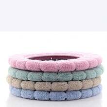 厚毛绒马桶座垫套装，通用保暖马桶盖套，冬季家用可爱马桶垫 - 米色 - 查看 4