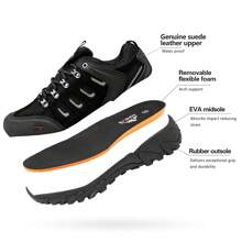 Men's Waterproof Hiking Shoes Leather Low-Top Hiking Shoes For Outdoor Trailing Trekking Camping Walking - 黑色 - 查看 6