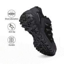 Men's Waterproof Hiking Shoes Leather Low-Top Hiking Shoes For Outdoor Trailing Trekking Camping Walking - 黑色 - 查看 7