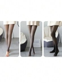 1 pieza de medias afelpadas medias afelpadas color piel - Marrón - Ver 2