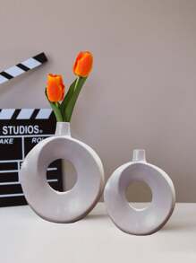 1 Miếng Sáng tạo đơn giản Donut Hình dạng Cái bình hoa Cắm Hoa Đồ trang trí Vật trang trí - Màu Xám nhạt - Xem 2