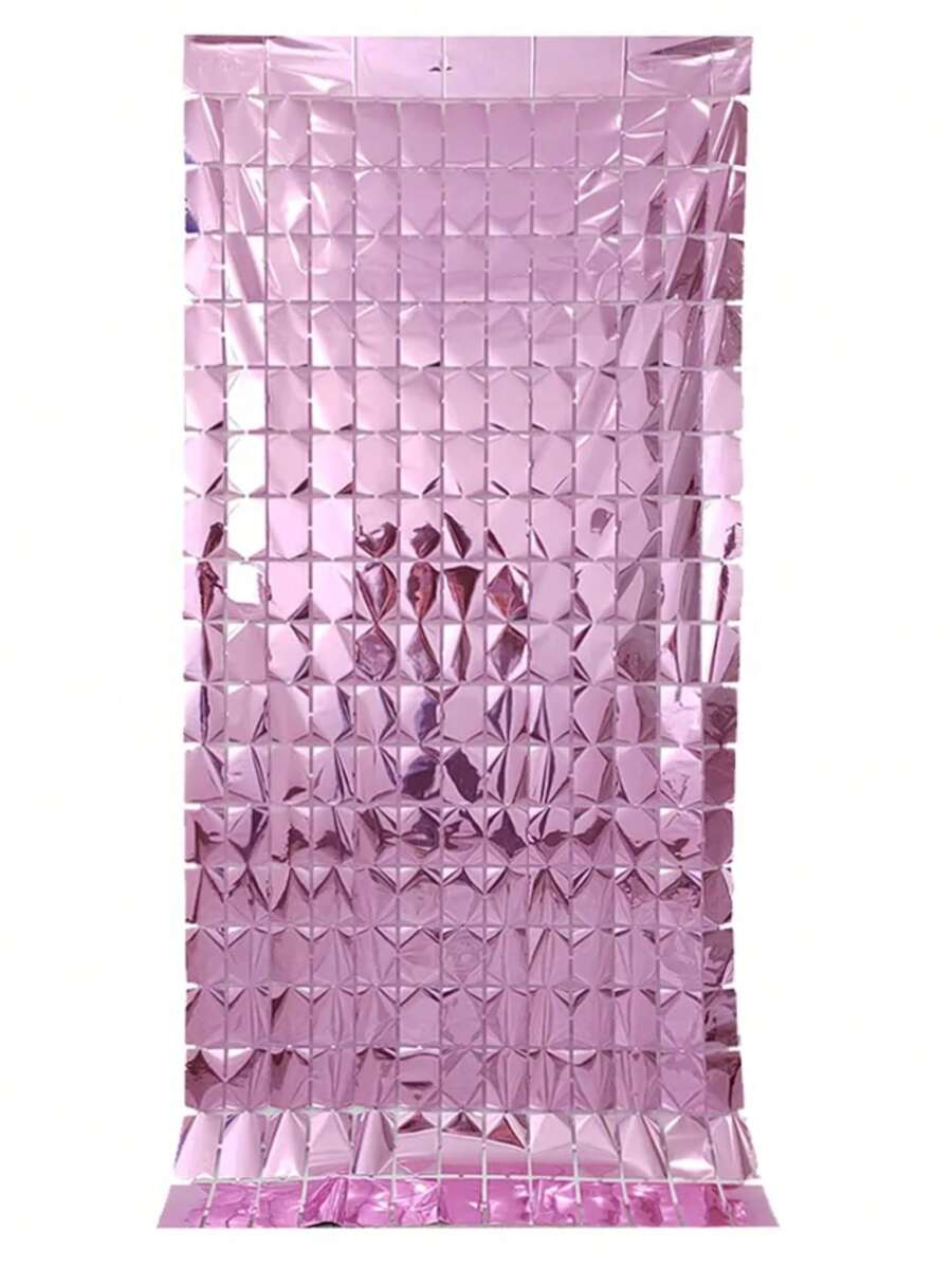 Pack Of 2 Metallic Square Curtains For Party (Choose Color) - Pink - View 1