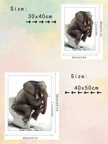 動物坐在馬桶上,大象鑽石畫,diy 家居裝飾工藝套件,手工吊墜,鑽石刺繡,全鑽圓形鑽石,創意十字繡,可愛卡通畫,定制禮品工藝 - 彩色 - 查看 5