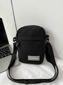 1 pieza Bolso bandolera de lona mini de moda con parche de alfabeto negro decorativo, liviano, para trabajadores de oficina, universidad, trabajo, empresa, ir al trabajo, oficina, como regalo de aniversario, pareja, cumpleaños, San Valentín - Negro - Ver 5