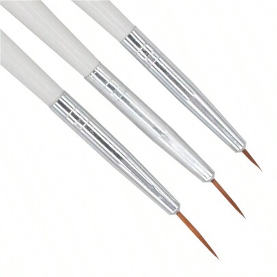 Nail Art Brush Set, 3pcs White Handle Manicure Painting Pens For Nail Art Decoration Diy
