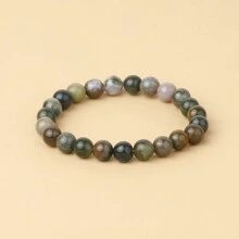 1pc Men's Beaded Bracelet 8mm Rhodonite Agate Healing Crystal Gem Bracelet Mala Yoga Meditation Jewelry Gifts For Women Men-Calm,Confidence,Protection,Success