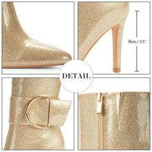 Modatope Knee High Boots Women Pointed Toe Stiletto High Heel Zipper Boots for Women with Buckle Strap - Vàng - Xem 7