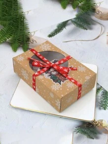 12入組聖誕禮品盒派對禮物袋，帶窗口，卡通聖誕老人和雪人設計，適用於蘋果糖果餅乾，聖誕節Eve PVC袋和空心紙袋