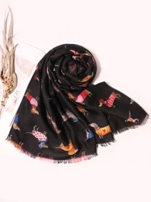 1條流行元素風格適用於活動和節日的腊腸犬圍巾,可愛又時尚 - 米色 - 查看 6