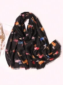 1條流行元素風格適用於活動和節日的腊腸犬圍巾,可愛又時尚 - 米色 - 查看 1