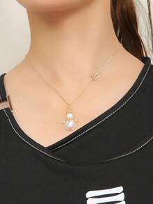 1只閃閃發亮的水晶聖誕主題聖誕老人項鏈,適用於女士 - 彩色 - 查看 3