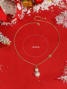 1只閃閃發亮的水晶聖誕主題聖誕老人項鏈,適用於女士 - 彩色 - 查看 5