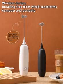 1入組無線電動泡沫機&蛋打器&咖啡攪拌器,適用於家用廚房烘焙工具 - 黑色 - 查看 5