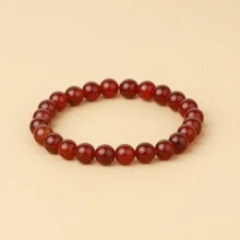 1pc Men's Beaded Bracelet 8mm Rhodonite Agate Healing Crystal Gem Bracelet Mala Yoga Meditation Jewelry Gifts For Women Men-Calm,Confidence,Protection,Success