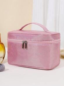 Fashionable Pink Square Shaped Glitter Makeup Bag, Handheld Cosmetic Bag. Portable Cosmetic Tool Bag, Portable Lady Makeup Storage Bag With Folding Function ,Makeup Bag Makeup Pouch Skincare Bag Toiletry Bag Packing Cubes,Travel Essentials Cruise Essentials Dorm Essentials,Wedding Bridesmaid Gifts,Mom Gifts,Birthday Gifts,Gifts For Friends And Teachers Makeup Travel Toiletry Organizer Essentials Gifts Storage Zipper Accessories Nail