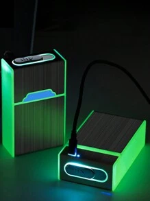 1個男女通用的創意防水鋁合金金色刷痕金屬電子煙盒和煙盒,可充電20支香煙,適用於生日、派對和活動 - 金色 - 查看 2