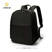 Mochila para cámara pequeña, Doble Hombro, Compatible con cámaras sin Espejo Canon Nikon Sony, Impermeable, a Prueba de Golpes, Bolsa Informal para fotografía DSLR Unisex - negro con rojo - Ver 11