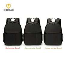 Mochila para cámara pequeña, Doble Hombro, Compatible con cámaras sin Espejo Canon Nikon Sony, Impermeable, a Prueba de Golpes, Bolsa Informal para fotografía DSLR Unisex - negro con rojo - Ver 4