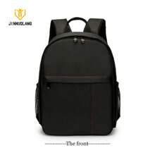 Mochila para cámara pequeña, Doble Hombro, Compatible con cámaras sin Espejo Canon Nikon Sony, Impermeable, a Prueba de Golpes, Bolsa Informal para fotografía DSLR Unisex - negro con rojo - Ver 6