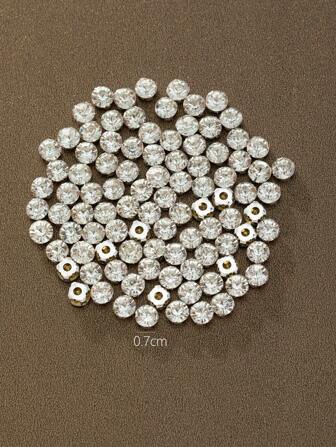 100pcs 7mm Round 4D Clear White Sew-On Rhinestones Single Claw Nail Art DIY Sewing Craft Wedding Dress Shoes Decorations