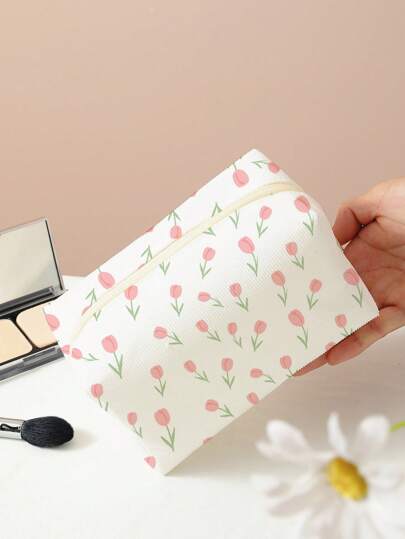 Bolsa de cosméticos de franela octagonal con estampado de tulipanes todo sobre todo, organizador de maquillaje para herramientas de maquillaje, bolsa de aseo, almacenamiento de maquillaje, bolsa de lavado, regalo para niña, mujer, mamá, útiles escolares, organizador de viaje, esenciales de playa, vacaciones de verano, útiles escolares, bolsa de maquillaje, artículos esenciales para vacaciones, bolsas de maquillaje, neceser de maquillaje, organizador de maquillaje, invierno rosa 2024, útiles escolares