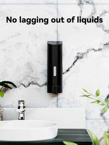 1入組新款手動洗手液分配器，工藝精湛，現代風格外觀耐用實用，可壁掛式的選配洗手液分配器，無需打孔，保持衛生洗手，適用於家庭、酒店、機場等地方。 - 黑色 - 查看 3