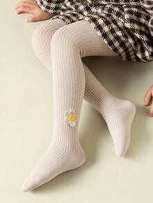 Medias Infantiles Decoradas Con Girasoles - Albaricoque - Ver 3