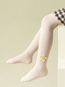 Medias Infantiles Decoradas Con Girasoles - Albaricoque - Ver 1