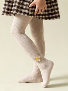 Medias Infantiles Decoradas Con Girasoles - Albaricoque - Ver 4