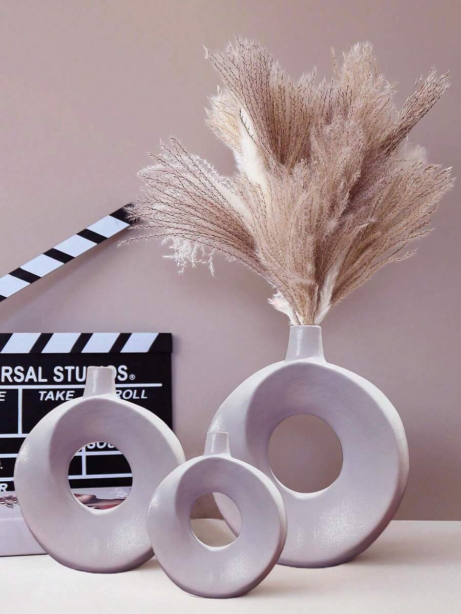 1 Miếng Sáng tạo đơn giản Donut Hình dạng Cái bình hoa Cắm Hoa Đồ trang trí Vật trang trí - Màu Xám nhạt - Xem 1