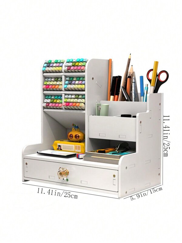 10 Holes Large Capacity Pen Holder With Slanted Design For Student Desk