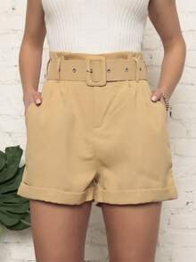 Women Shorts - 杏色 - 查看 4