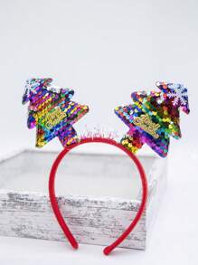 1pc Children Christmas Tree & Hat Hairband With Reindeer Antlers, Funny Decorative Hair Clip For Show Party - Multicolor - View 1