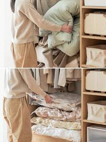 1入組平底真空旅行衣服收納袋,行李收納,節省空間帶壓縮 - 無色 - 查看 3