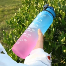 1pc Gradient Sports Water Bottle - 32oz Leakproof Inspirational Time Marker Bottle With Straw, Suitable For Outdoor Sports, Hiking, Camping, And Traveling - Bpa-free, Easy To Carry And Clean - Blue - View 8