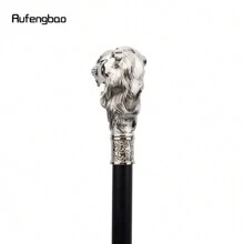 rufengbao 白色獅頭鬍子手杖時尚裝飾拐杖紳士優雅cosplay杖頭牧杖93公分