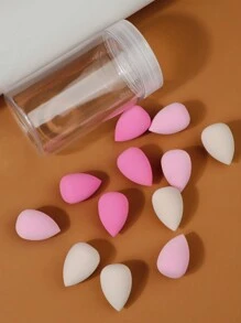 12pcs/Set Mini Waterdrop Shaped Makeup Sponge, Non-Latex Cosmetic Sponge Puff In Case, Multicolor - Multicolor - View 4