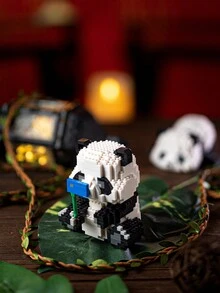 1set Children's Panda Themed Educational Building Block Toy Set, Unisex - Black and White - View 3