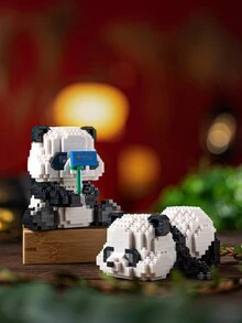 1set Children's Panda Themed Educational Building Block Toy Set, Unisex - Black and White - View 2